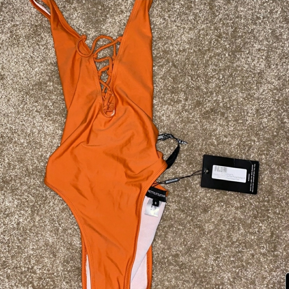 NWT Orange Strappy one piece swimsuit - Picture 2 of 3